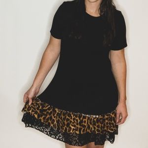 Lacy Black Dress with Cheetah